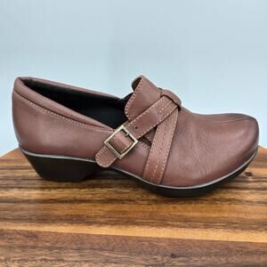 Abeo Shoes Women's 6 M Brown Leather Jill Slip Resistant Comfort Clogs Wedge
